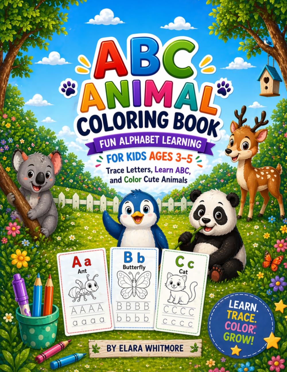 ABC Animal Coloring Book: Fun Alphabet Learning for Kids Ages 3–5 | Trace Letters, Learn ABC, and Color Cute Animals