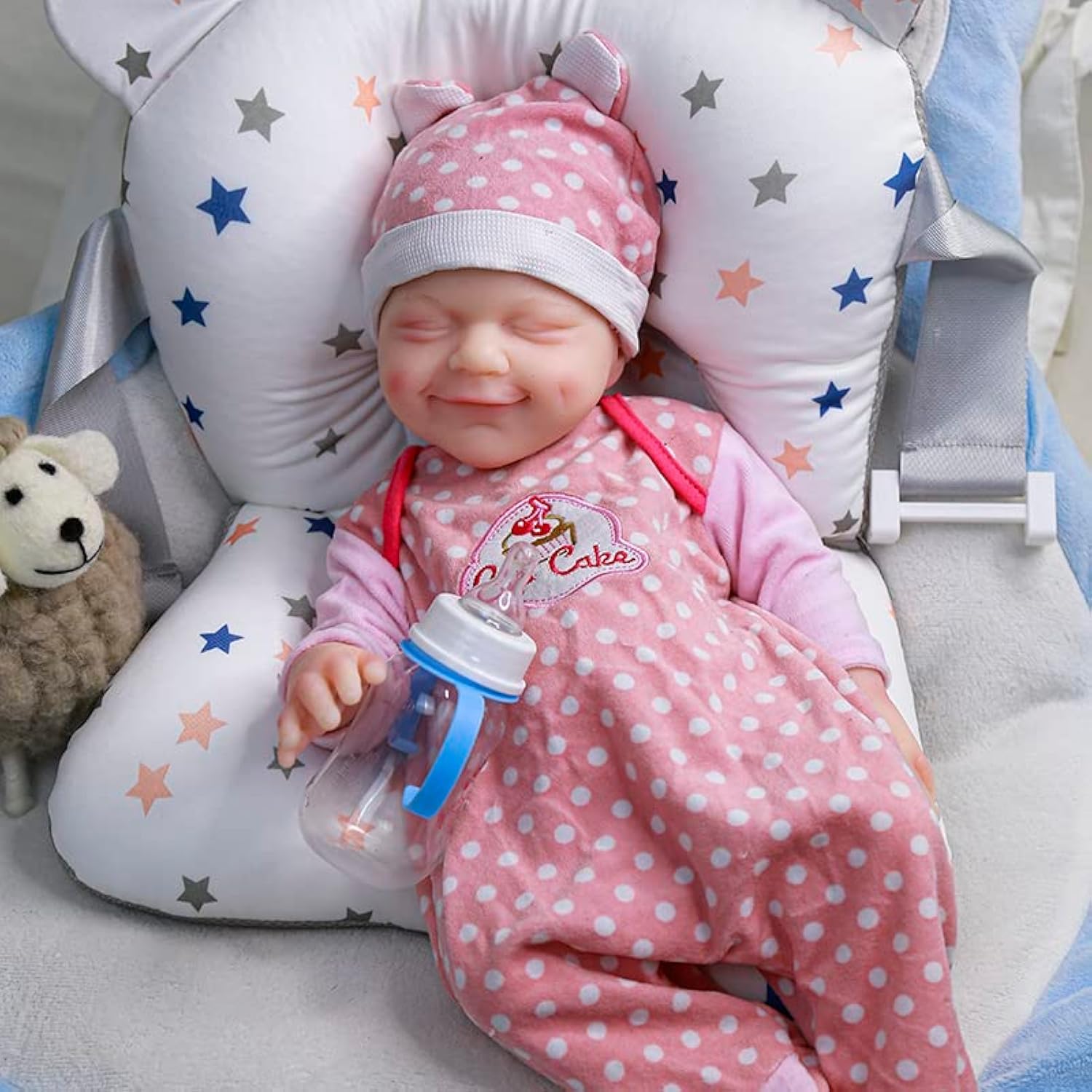 Farious 45CM Realistic Full Silicone Baby Doll,Lifelike Reborn Baby Dolls, Toy, and Collectible.Bald Girl 011