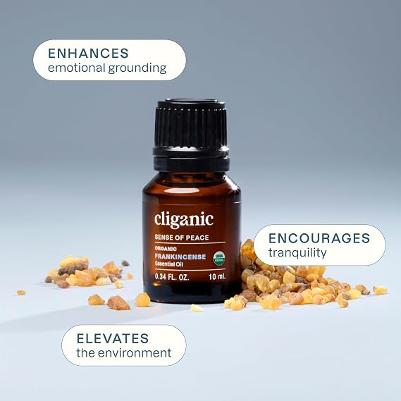 Cliganic Organic Frankincense Essential Oil - Boswellia Serrata, 100% Pure Natural Undiluted, for Aromatherapy | Non-GMO Verified