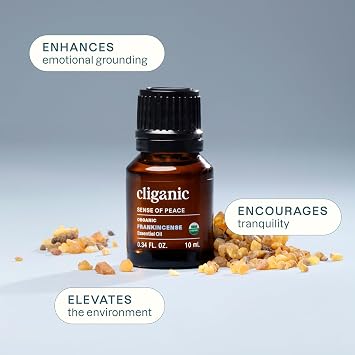 Cliganic Organic Frankincense Essential Oil - Boswellia Serrata, 100% Pure Natural Undiluted, for Aromatherapy | Non-GMO Verified