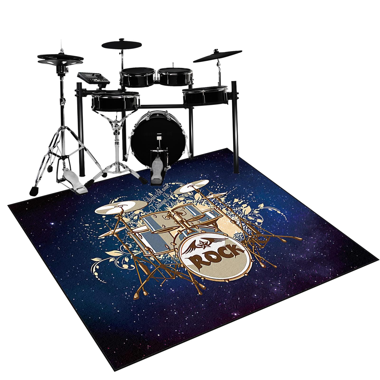Qesjodfu Drum Rug Drum Mat Non-Slip Soundproof Carpet Professional Drum Carpet Non-Slip Rugs Drum Carpets for Drummers Outdoor Electronic Drum Set Practice Music Rug Drumming Drum Rugs 150 x 120 cm