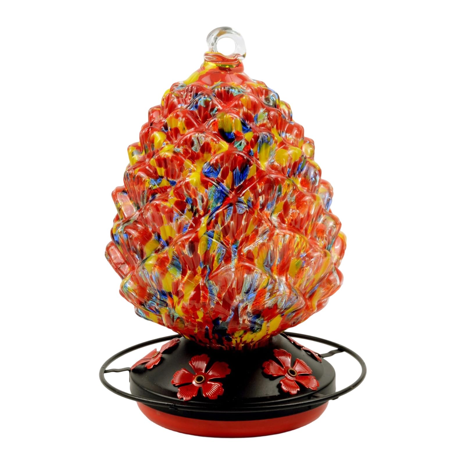 Comedero para pájaros para observadores de colibríes, Colgante de con Base de Metal y Soporte para Percha, alimentador de vidrieras para Patio, balcón, Patio, decoración para Amantes de los de