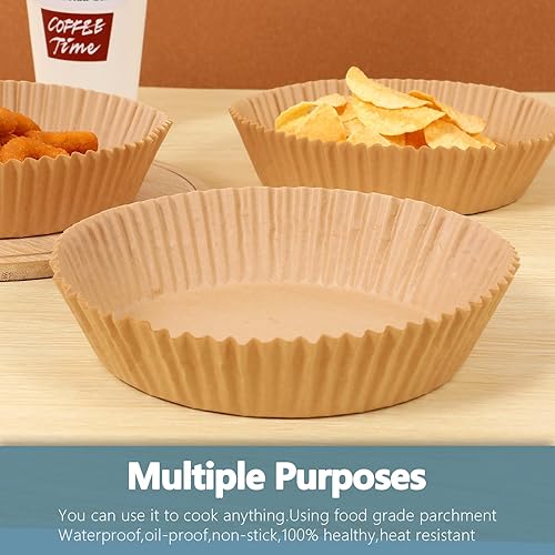 Miniatura 3 de Forros de papel para freidora de aire, 200 piezas desechables antiadherentes para freidora de aire, papel pergamino, apto para 4 a 8 cuartos de