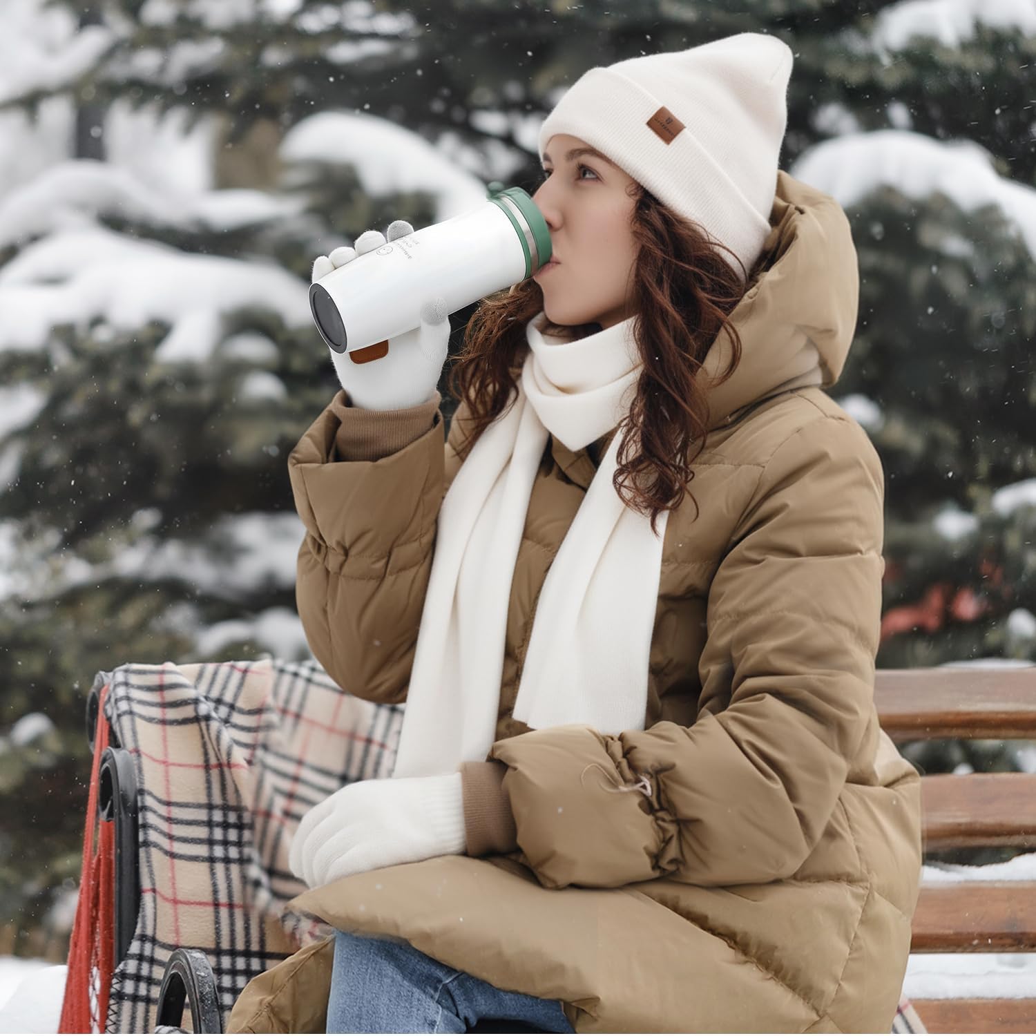 Womens Winter Warm Beanie Hats Gloves Scarf Headband Set Fleece Lined Ear Warmer Knit Scarf Touchscreen Gloves Winter Gifts - Image 2