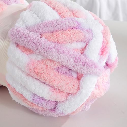 Miniatura 8 de MABOZOO Paquete de 8 hilos gruesos de teñido anudado para tejer a ganchillo, hilo de chenilla rosa esponjoso jumbo, hilo de felpa suave voluminoso,