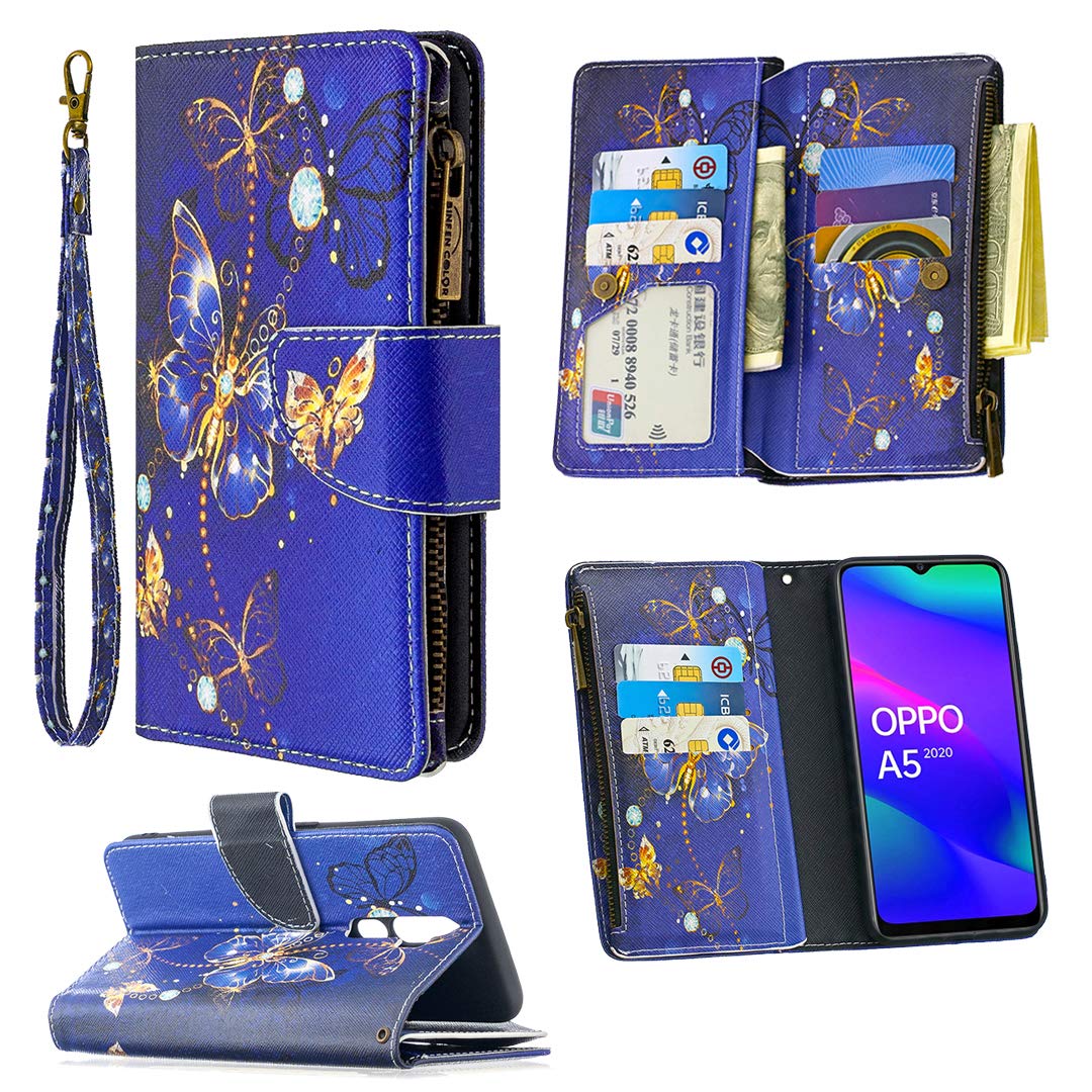Cover Magnetica Flip Per Oppo A5 (2020) - Custodia In PU Con Specchio E Supporto - Argento - 2