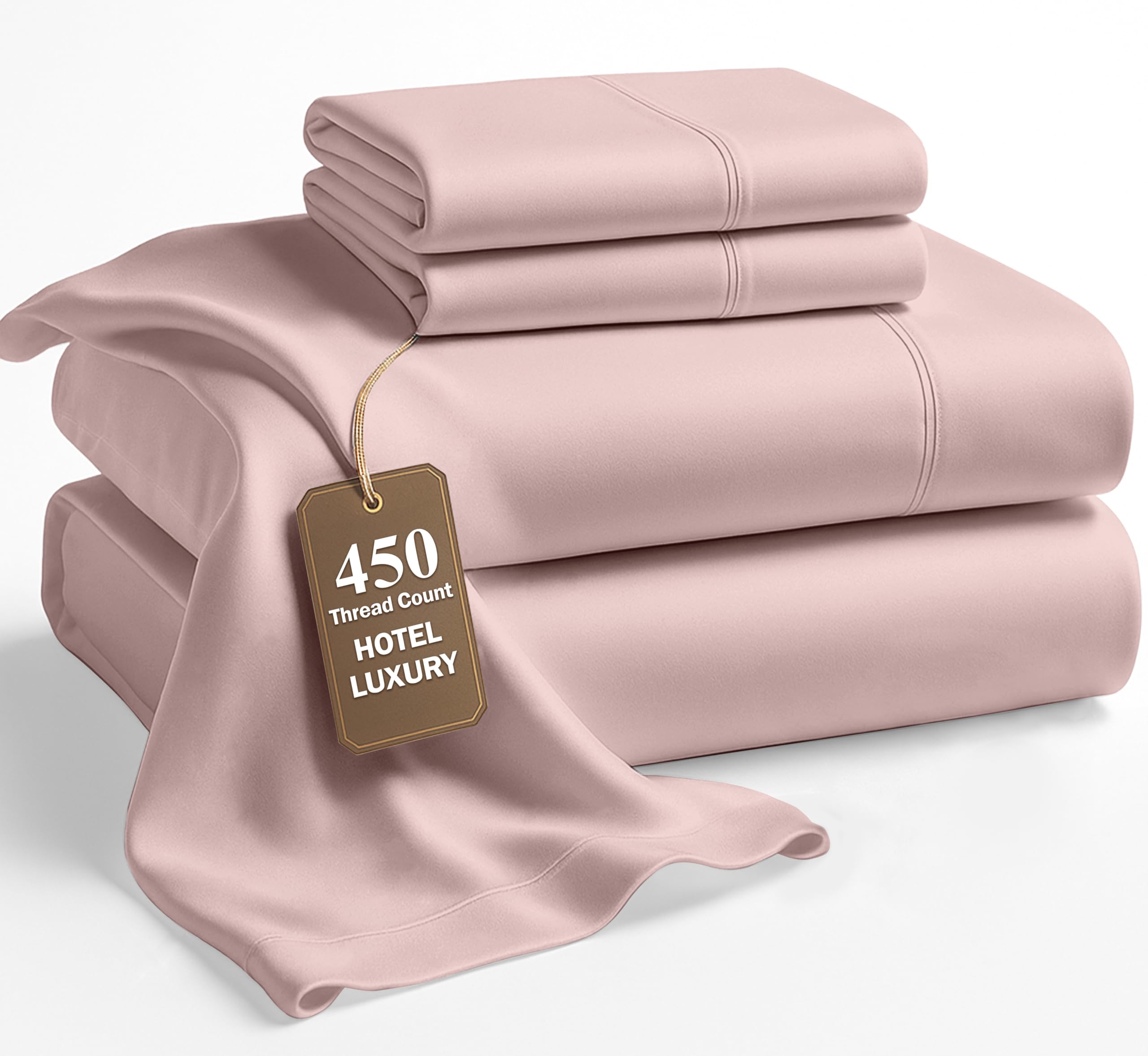 Lane Linen 100% Cotton Bed Sheets – 450 Thread Count Cooling Sheets Queen, Durable Daily Use Bedding, Value Comfort for Nightly Rest, Hotel Sateen Finish, Snug Fit 15" Deep Pocket Fitted Sheet – Taupe — view 31