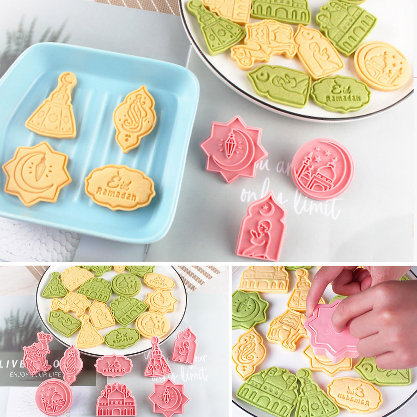 Eid Mubarak Koekjesvorm, 8 stuks, siliconen bakgereedschap voor koekjes, Ramadan, islamitisch, moslim, DIY, voor fondant, koekjes, party decoratie