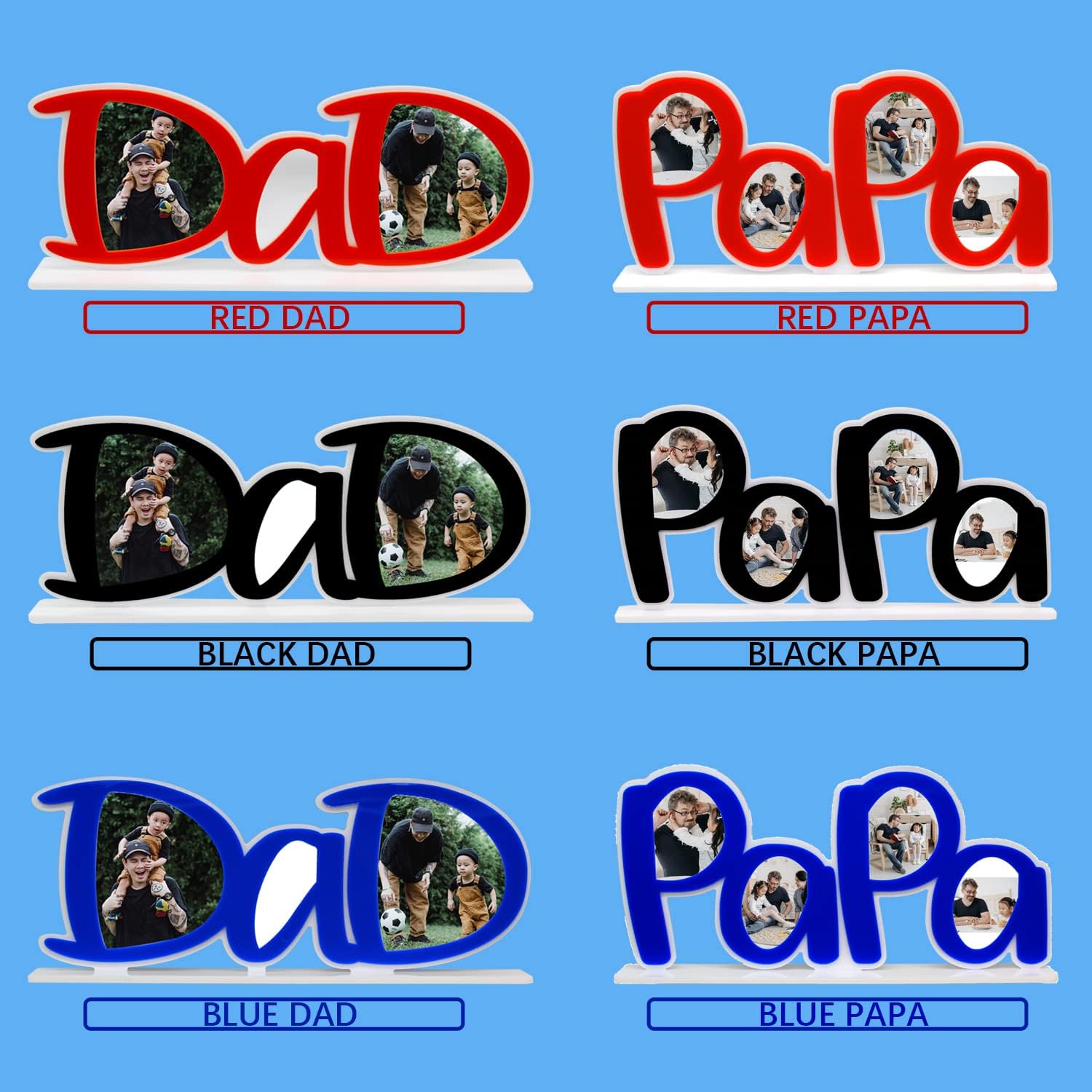 AIFLM Personalized Gift for Father Custom Acrylic Picture Frame PaPa and DaD Shape Desktop Tabletop to Decor Picture Frames Gifts for Fathers Day Birthday from Son Daughter