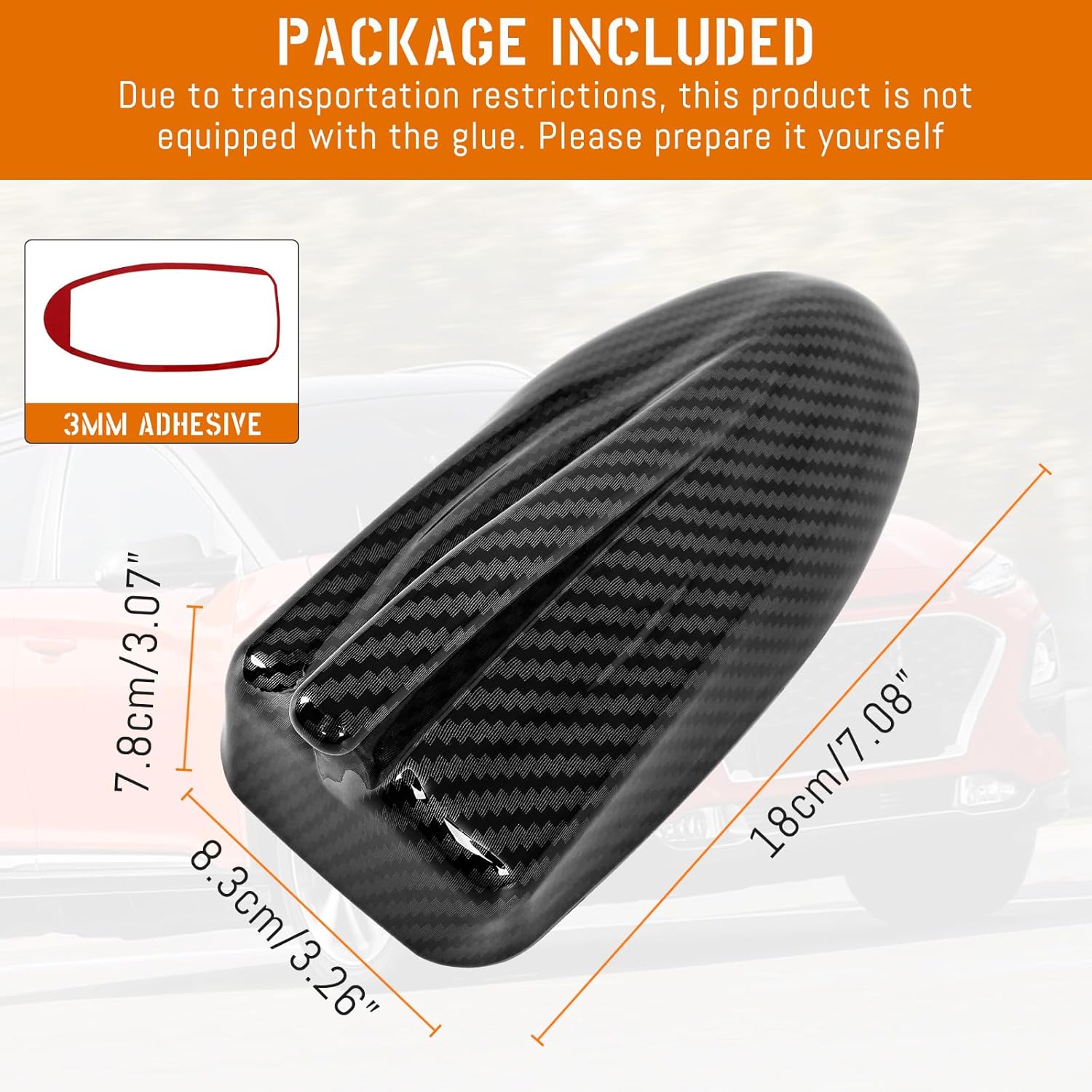 Shark Fin Antenna Cover,Car Roof Antenna Caps Compatible with Hyundai Kona 2018 2019 2020 2021 2022 2023,96210-J9300,Roof Topper Cover Replacement,Carbon Fiber Texture,Without Chip