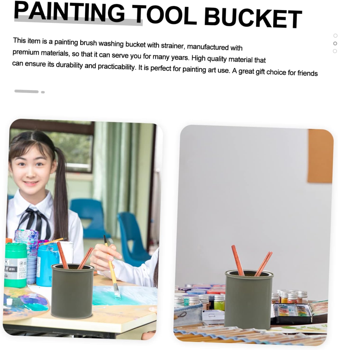 Angoily Multifunctional Paint Brush Washer with Strainer Durable Lightweight Pen Cleaning Bucket for Watercolor and Oil Paint for Art Classes and Home Use