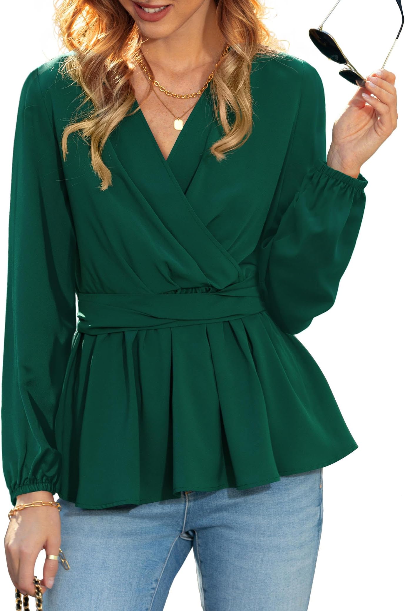 BeluringWomens T Shirt Scoop Neck Tee Long Sleeve Tops Side Split Tunic High Low Blouse