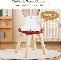 Vista 13 de Beright Taburete de madera para niños, taburete para niños, mesa sensorial perfecta a juego, taburete resistente de 9 pulgadas con cuatro patas