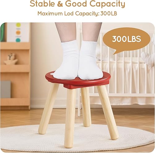 Miniatura 13 de Beright Taburete de madera para niños, taburete para niños, mesa sensorial perfecta a juego, taburete resistente de 9 pulgadas con cuatro patas