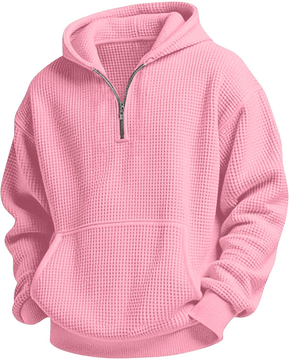 Boys Waffle Knit Half Zip Hoodie Fleece Winter Pullover Top