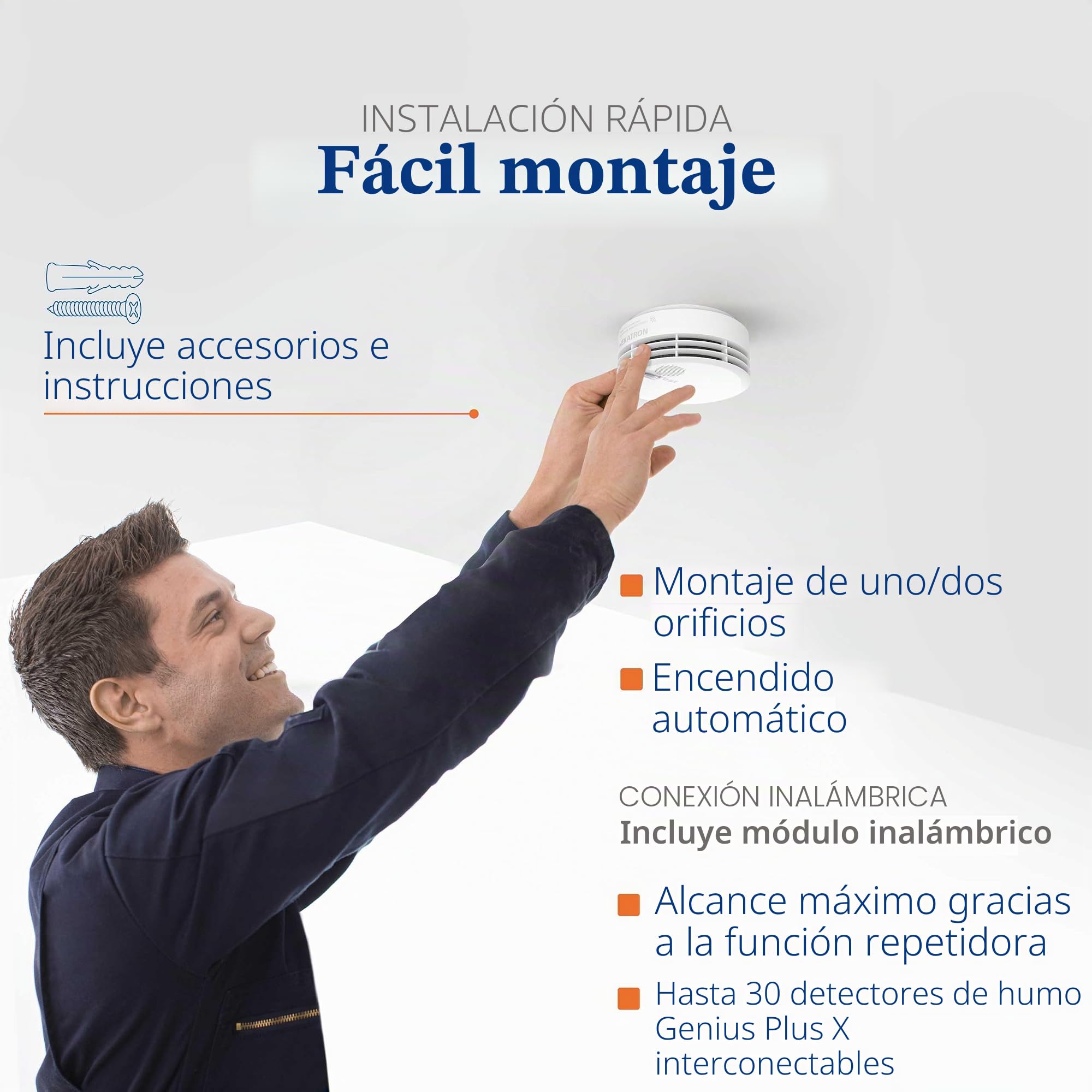 Hekatron Genius Plus X Edition 2021 - Detector de Humo con módulo de Radio - 1 Paquete - En Blanco