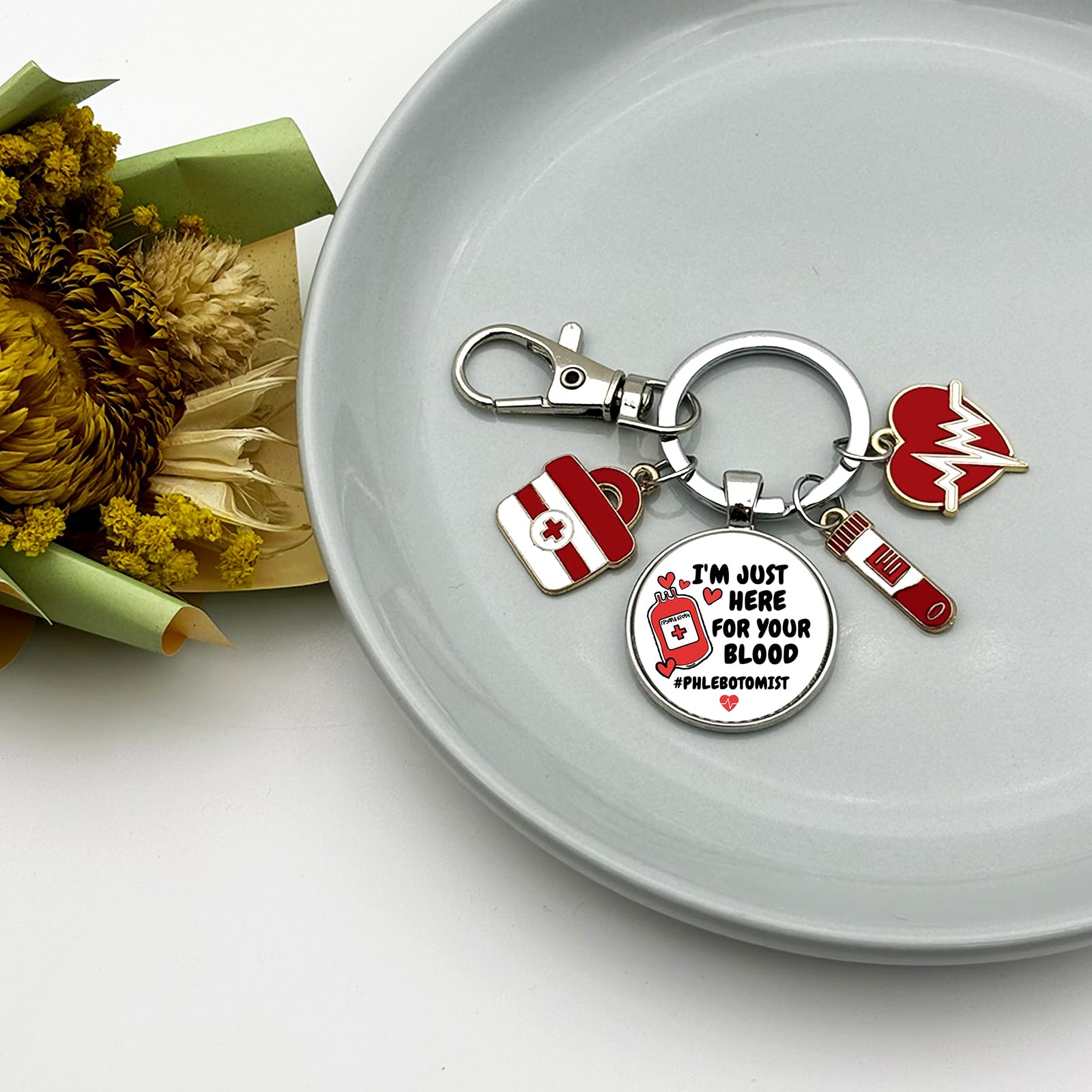 Phlebotomist Gifts Phlebotomy Tech Nurse Keychain Phlebotomist Appreciation Present for Blood Donor Month Medical Lab Tech Christmas Phlebotomy Student Graduation Gift Hematologist RN LPN CNA Keyring