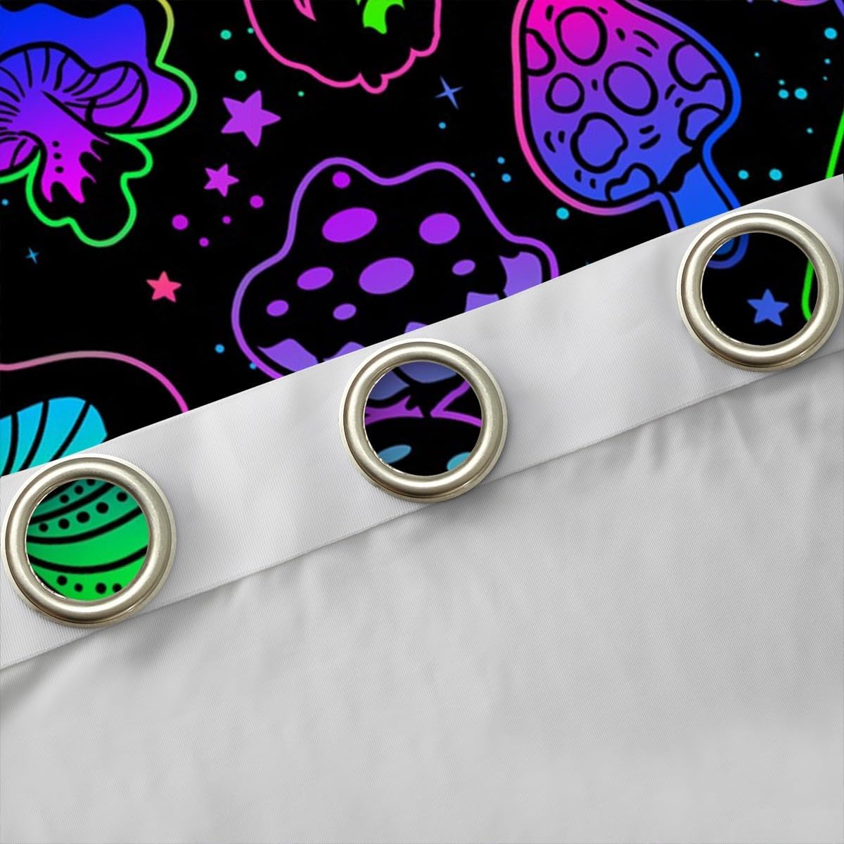 Cute Mushroom Decor Blackout Curtains(30%-50% ) Cartoon Mushrooms Curtain Rainbow Colorful Kawaii Fungus Darkening Window Drapes for Bedroom Children Decor Window Treatments (2 Panels, 52 x 90 Inch)