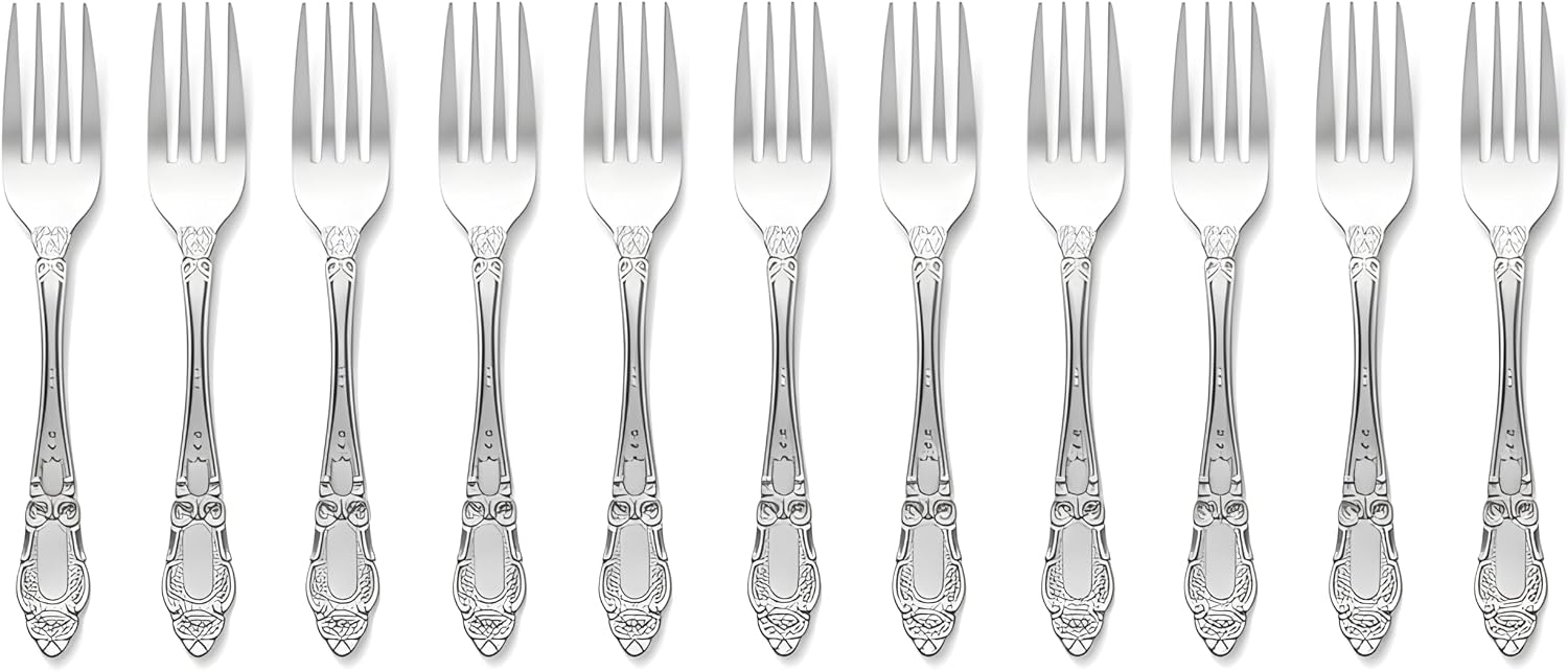 12-Piece Dinner Forks Set – 7 Inch Stainless Steel Flatware, Classic Silverware, Dishwasher Safe, Everyday & Restaurant Use
