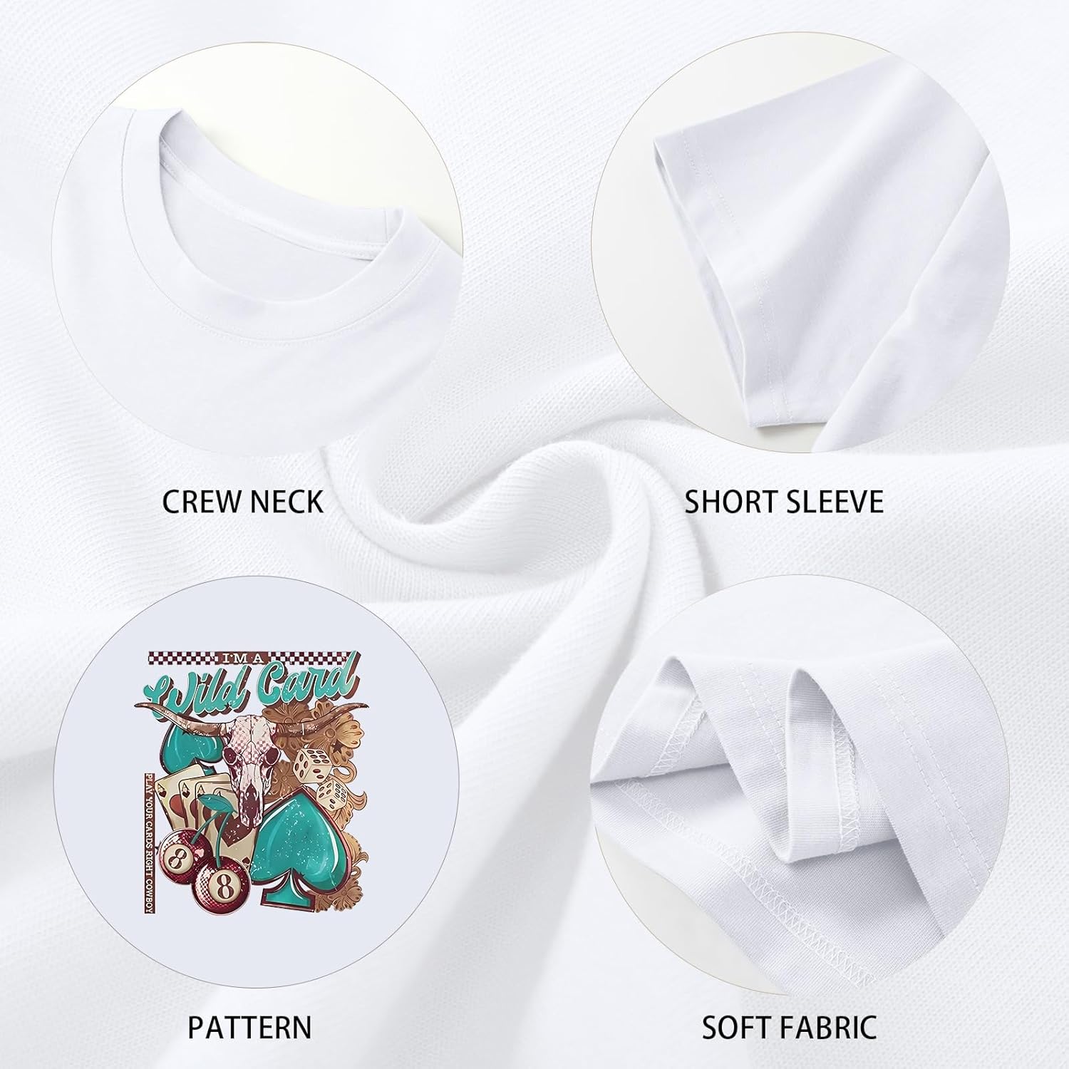 Western Shirts for Women Rodeo Graphic Tees Shirt Vintage Cowgirl Poker T-Shirts Cherry Number Short Sleeve Tops - Image 7