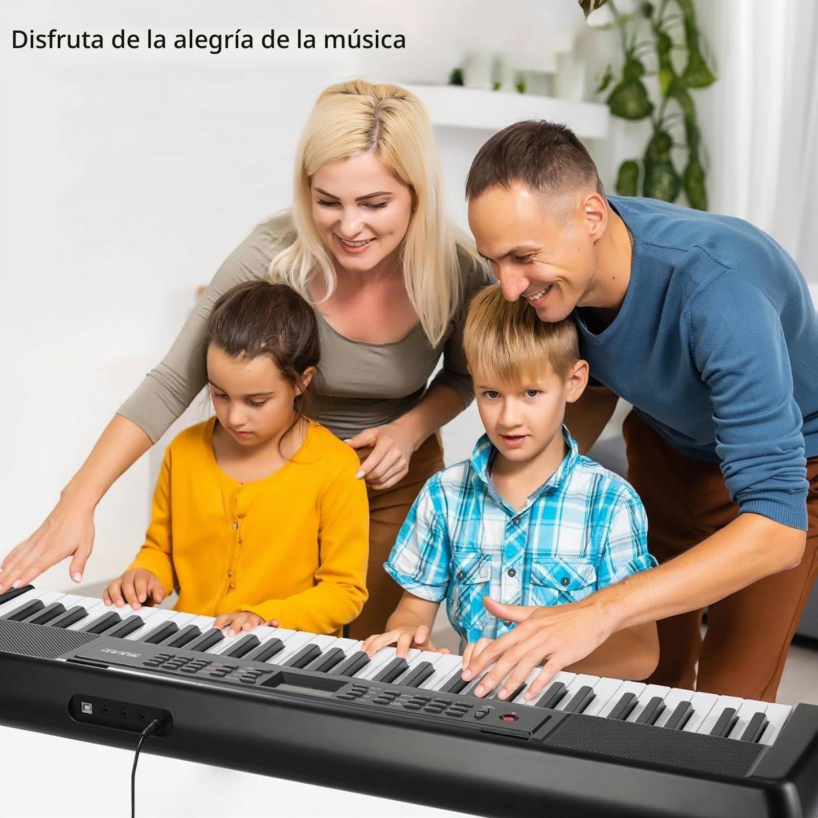 Teclado Piano 61PCS Teclas, Piano Electrico para Principiantes, Piano Digital Compacto, Función de Grabación y Programación, con 300 Sonidos,Altavoces,USB MIDI,Pantalla LCD,Conector para Auriculares