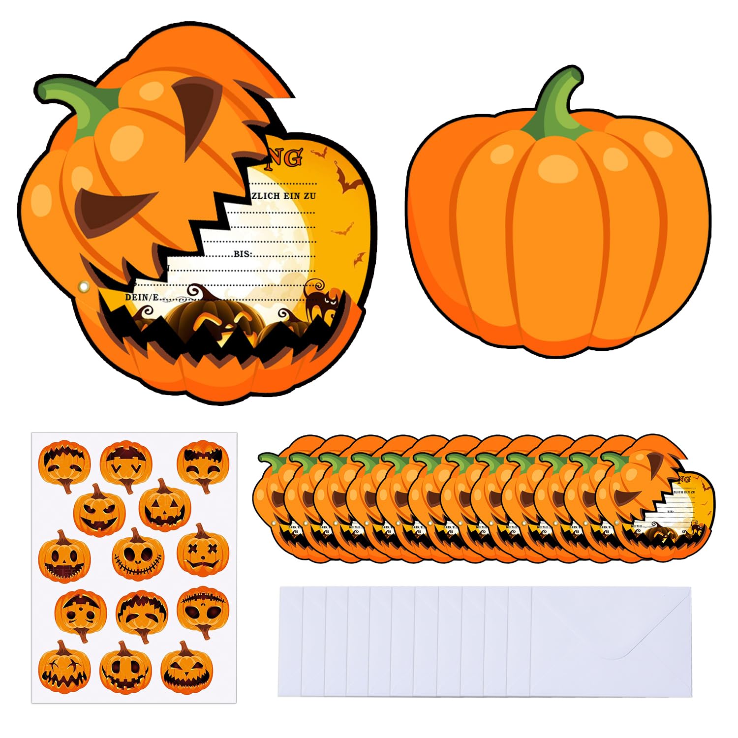 12 Biglietti Di Invito Per Halloween, Feste Di Halloween, Accessori Per Feste Di Halloween, Biglietti Di Auguri Di Halloween Con Buste E Adesivi Di Halloween, Invito Per Feste Spaventose Di Compleanno