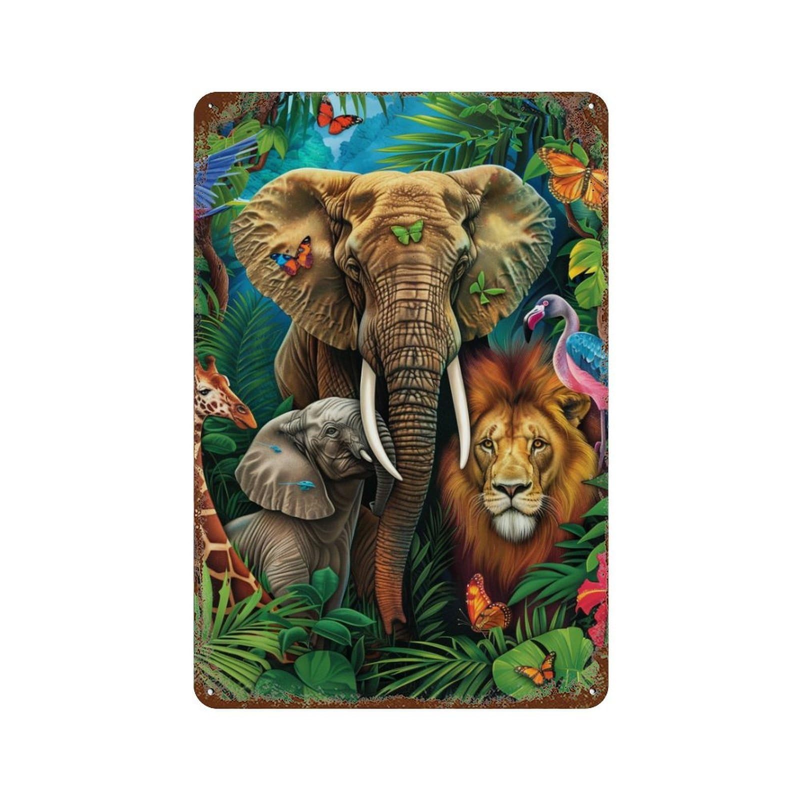 Tropical Jungle Safari Retro Metal Sign 11.8"x7.9", Novelty Wall Decor for Garage, Pub Or Kitchen
