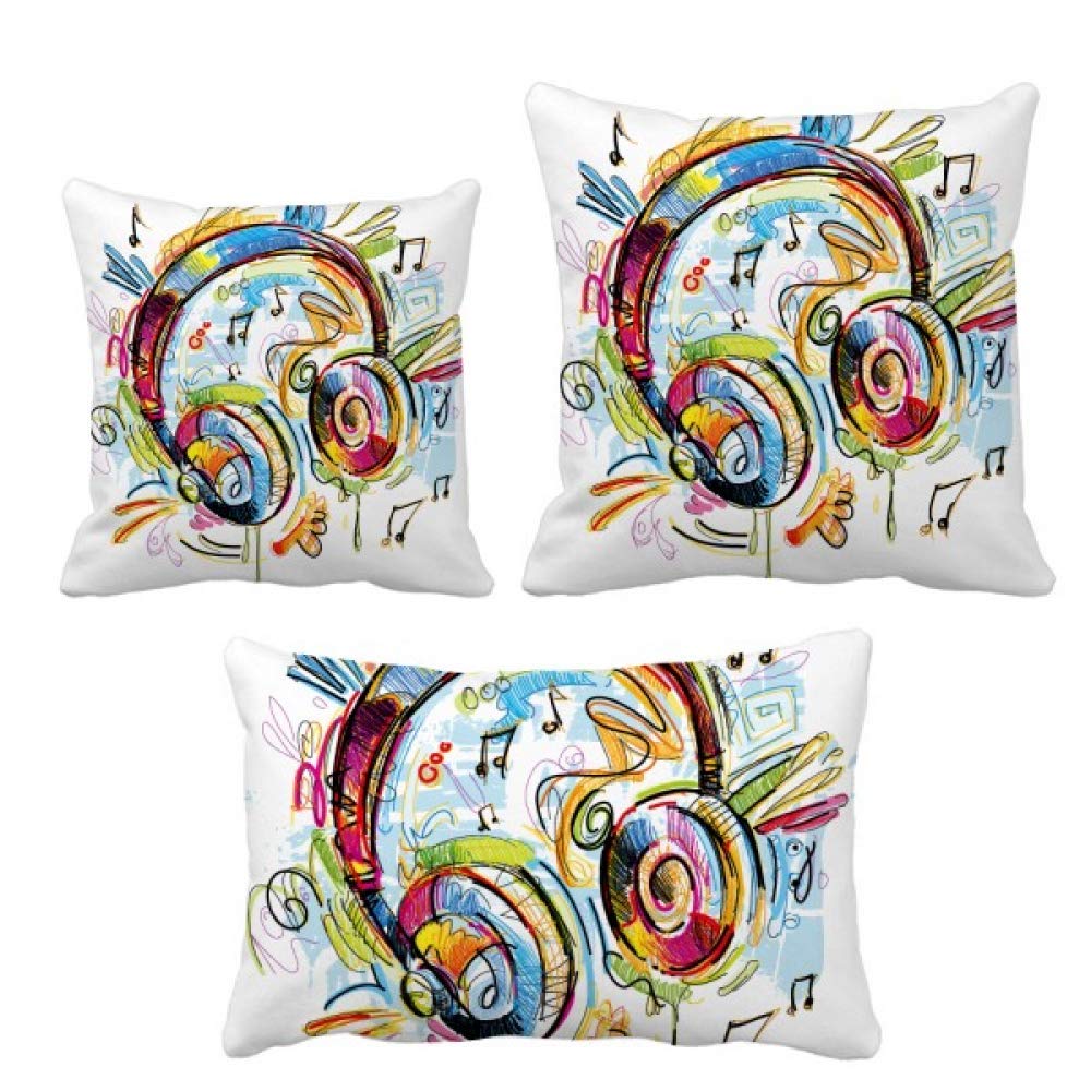 Housse de coussin au motif musical coloré taie d'oreiller salon décoration