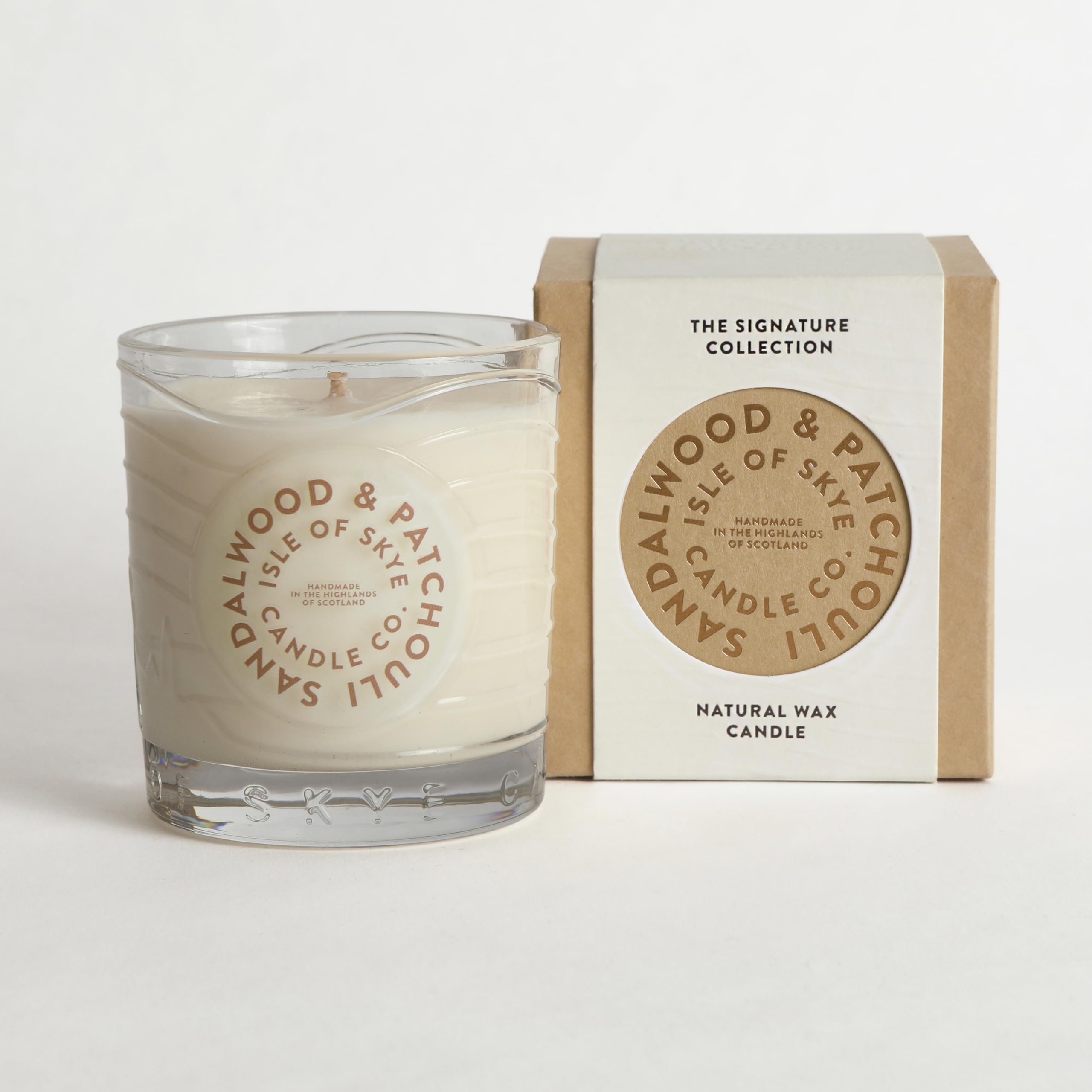 Isle Of Skye Candle Company White Sandalwood & Patchouli Island Tumbler | Natural Soy Wax Candle | Handmade In Scotland | Premium Scented Candle | Bespoke Glass Tumbler | 35+ Hours Burn Time Size 35