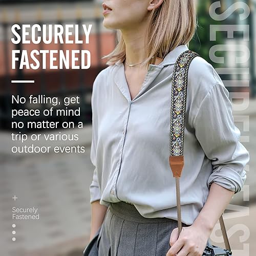 Miniatura 43 de MoKo Correa para cámara, correa tejida de lona de algodón retro, correa universal para el hombro para todas las cámaras DSLR/SLR Canon/Sony/Nikon