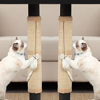 2 Pieces Cat Scratcher Mat Sisal Cat Scratching Pad Scratch Mat for Table Leg Cat Scratch Pad Rug 19.69 × 9.84 in(Beige)