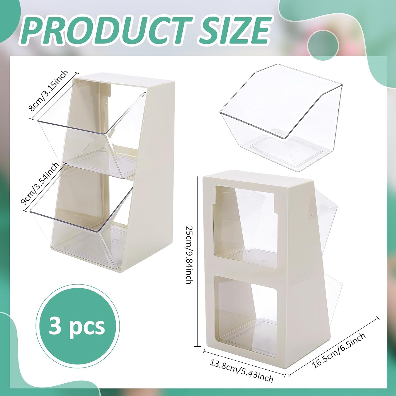 3 Packs Acrylic Coffee Pod Holder, 2-Tier Beige Countertop Coffee Pod Organizer, Compact Vertical Storage for K-Cups, Tea Bags, Creamer Holder Box, Coffee Bar Accessories image 2