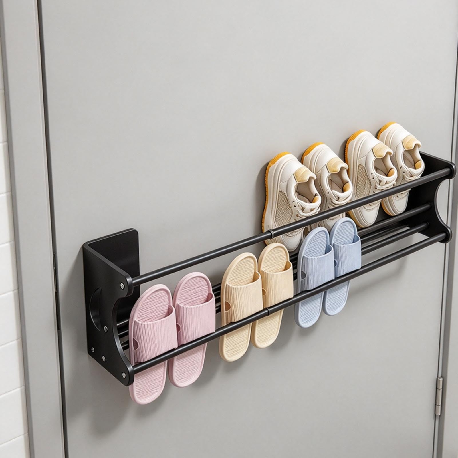 Étagère À Chaussures Murale Rayonnage Magnétique Extensible Double Niveau