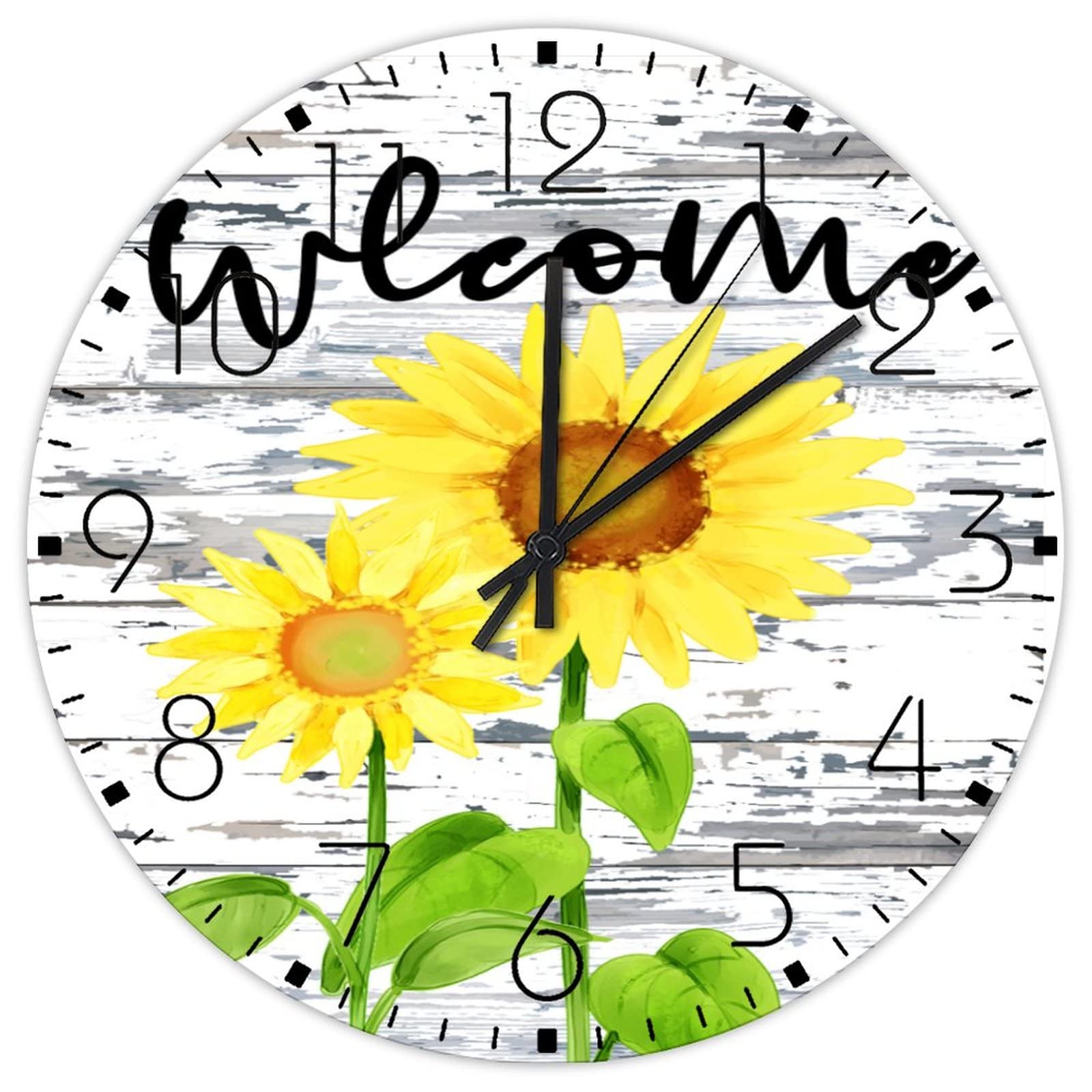 Horloge murale en bois ronde 30 cm sans cadre pour salle de fitness et bureau design