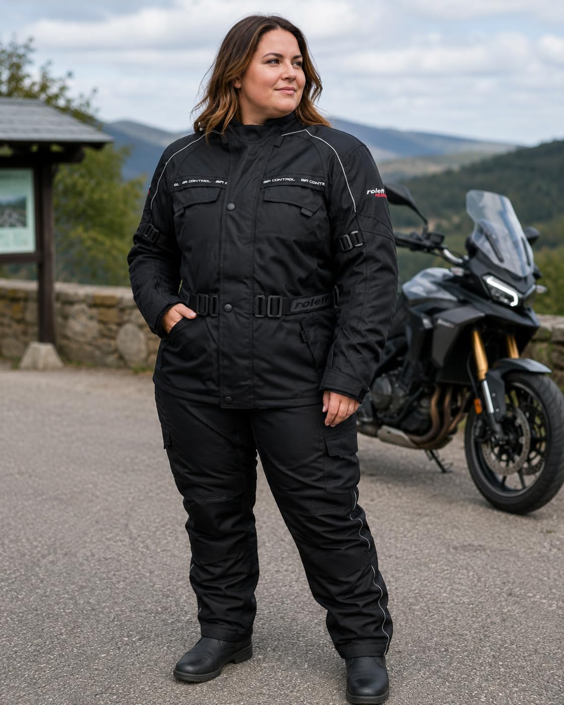ROLEFF RO700 Motorradjacke mit Protektoren, Thermofutter, Klimamembrane & Belüftungssystem für Sommer und Winter, schwarz