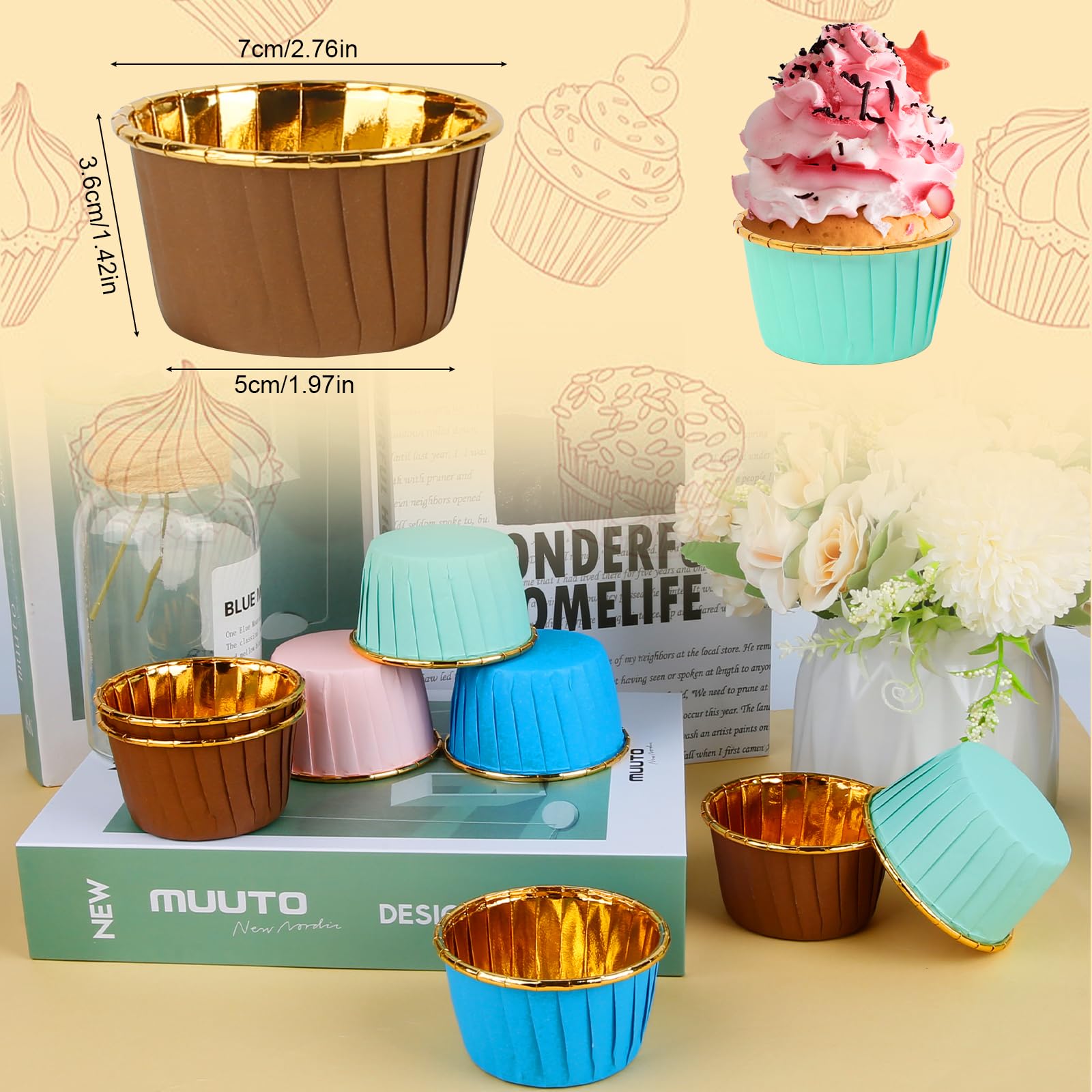 Pirottini Per Muffin Teklemon - 200 Pezzi In Alluminio Multicolore Per Forno E Feste - Foto 2