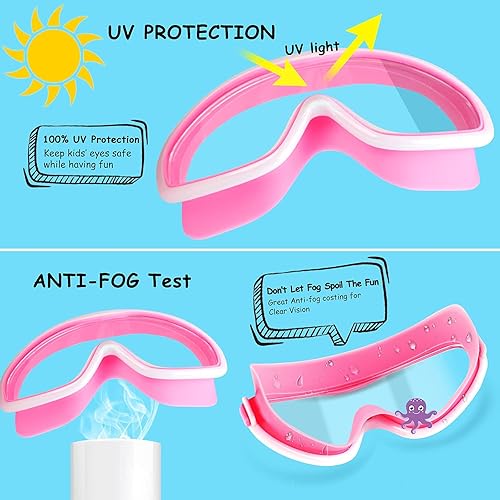 Miniatura 4 de COOLOO Gafas de natación para niños de 3 a 15 años, paquete de 2 gafas para nadar con cubierta para la nariz, sin fugas, antiniebla, impermeables