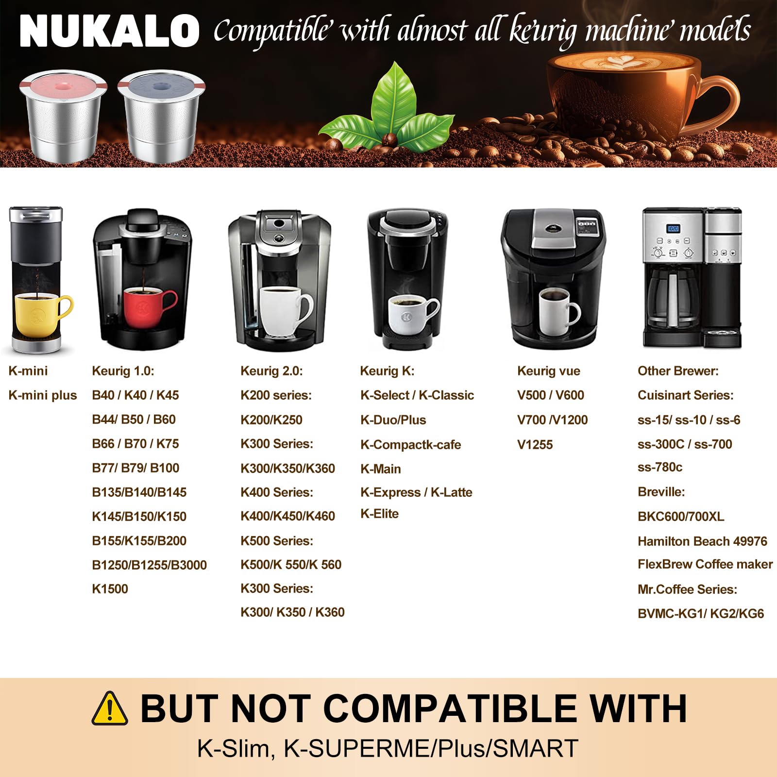 Kcup - Cápsulas de café recargables de acero inoxidable reutilizables para Keurig Metal K Cup, filtro de café reutilizable rosa y gris para cafetera Keurig 1.0 y 2.0, ecológica, Stratum Flow