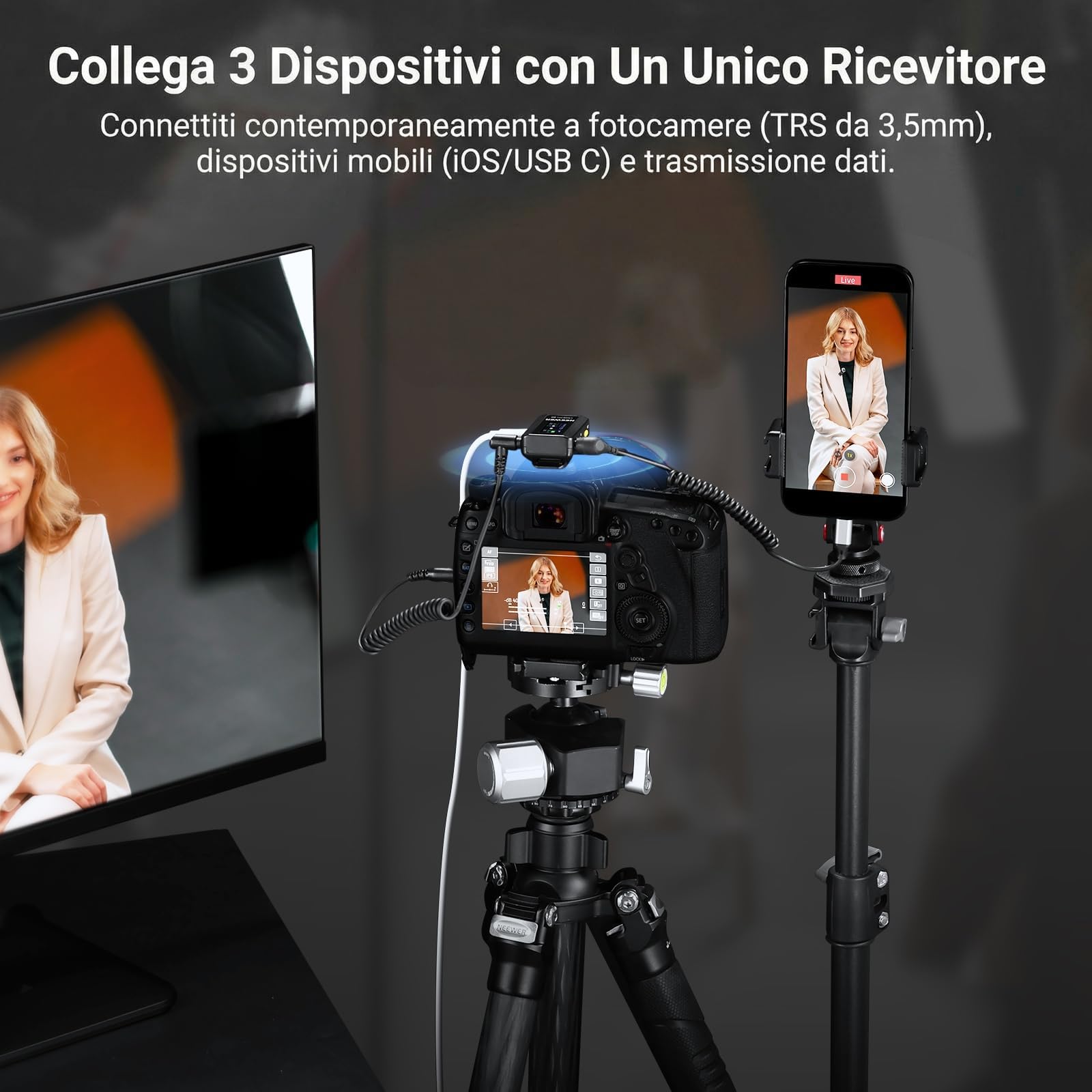 Microfono Lavalier Neewer CM28 PRO Wireless 48 kHz 4GB - Dettaglio