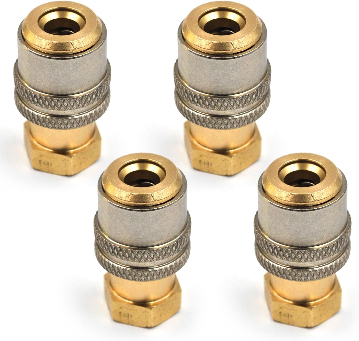 Heavy Duty Brass Tire Chuck with Air Lock, 1/4FNPT, Tire Air Chuck for Tire Inflator Gauge and Air Compressor, Pack of 4