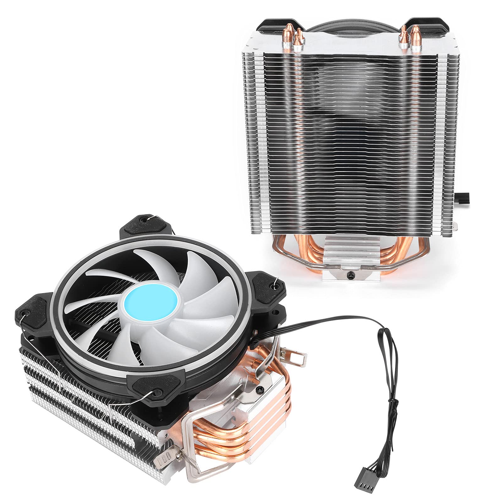 Enfriador de CPU Disipación de calor rápida Cobre puro Cuatro tubos de calor Silenciador Radiador RGB para computadoras de escritorio ABS Aluminio Latón Ventilador de 120 mm para