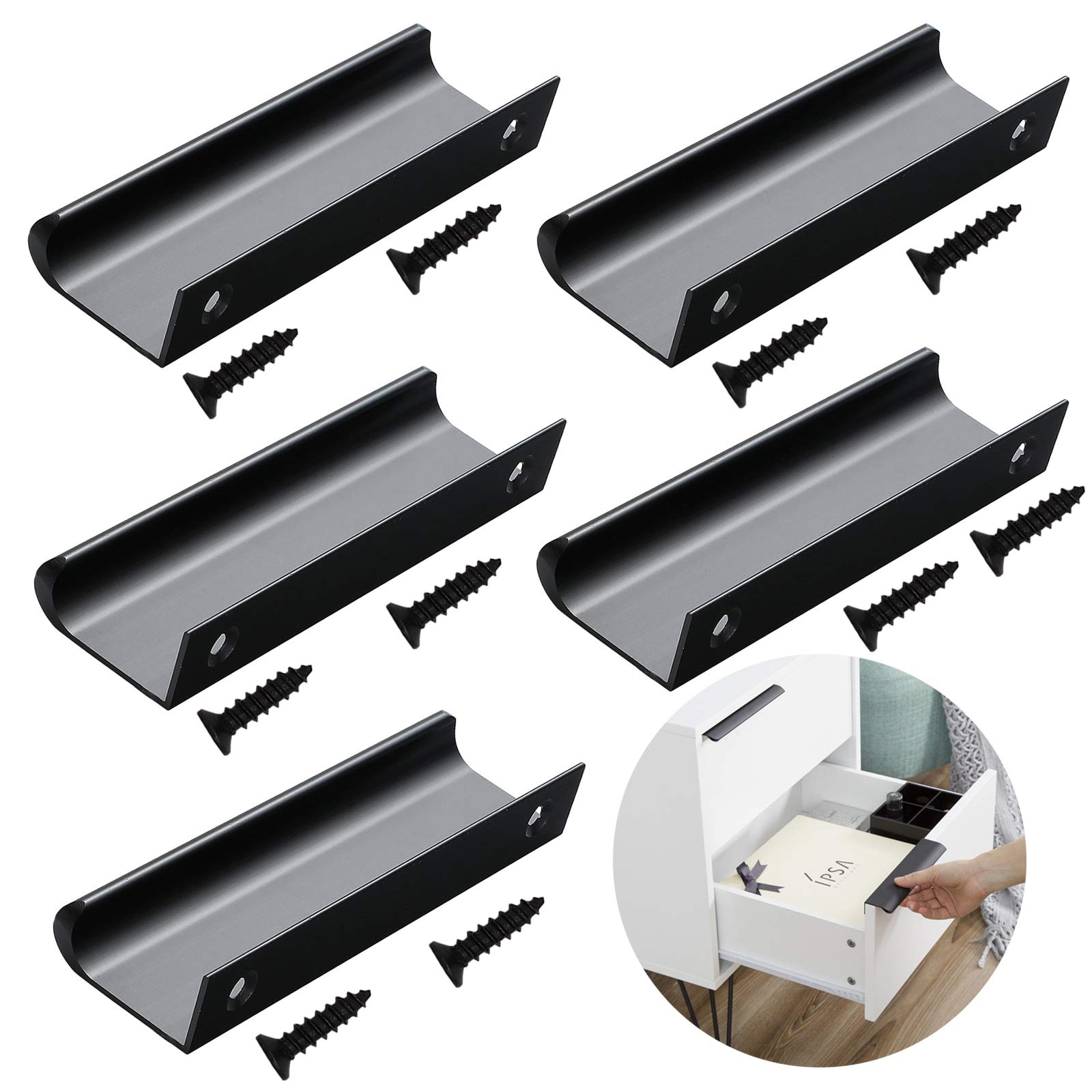 Buy 5 Pcs Concealed Aluminum Handles Set Modern Curved Profile