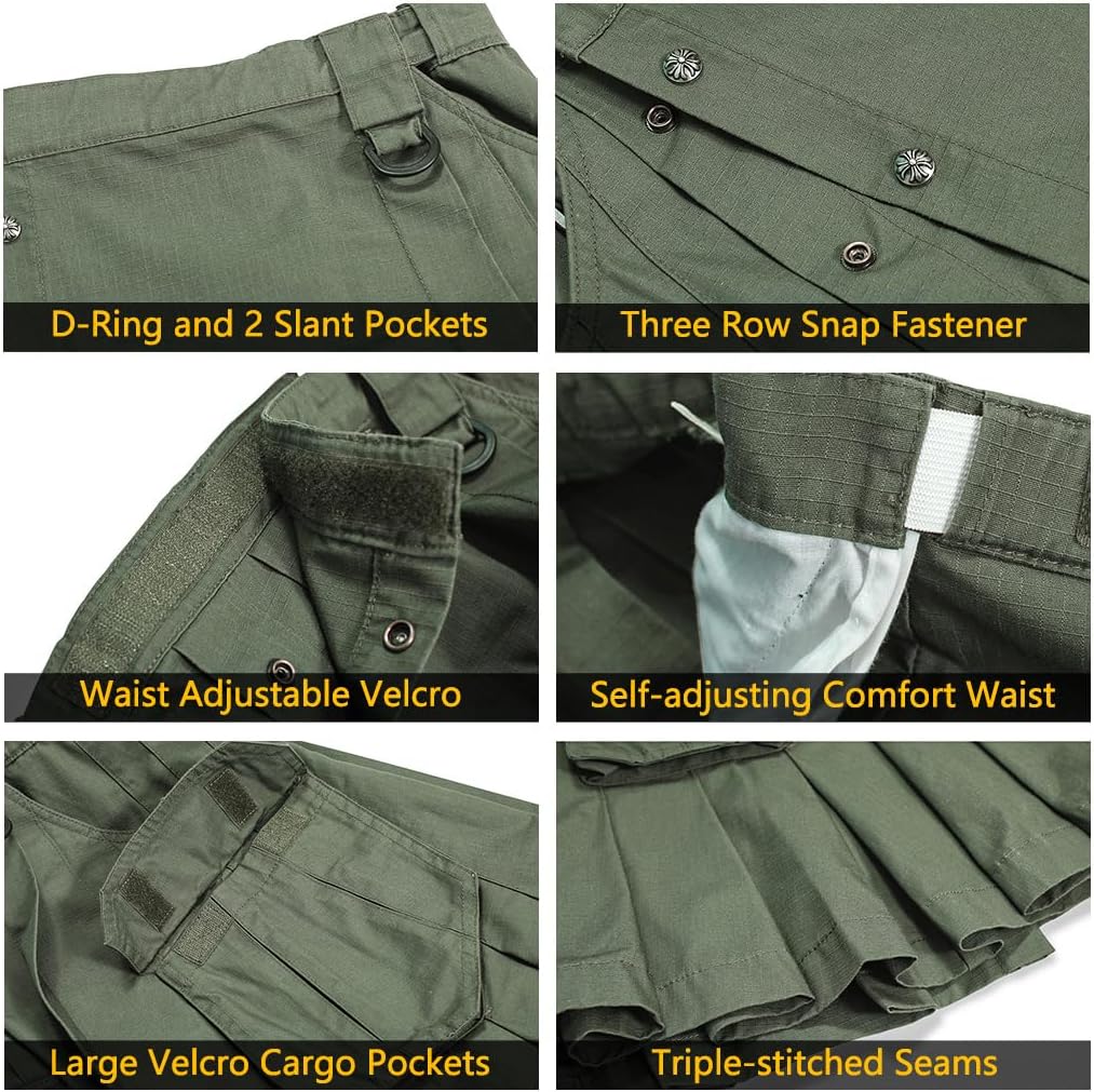 AKARMY Men's Kilt for Men, Camo Scottish Outdoor Utility Pleated Tactical Kilt,Irish Highland Hybrid Kilts - Image 5