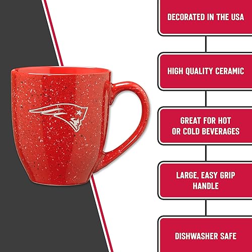 Miniatura 41 de Rico Industries, NFL Football - Taza de café de 16 oz de cerámica moteada, grabada con láser y de color de los equipos de fútbol americano de la NFL