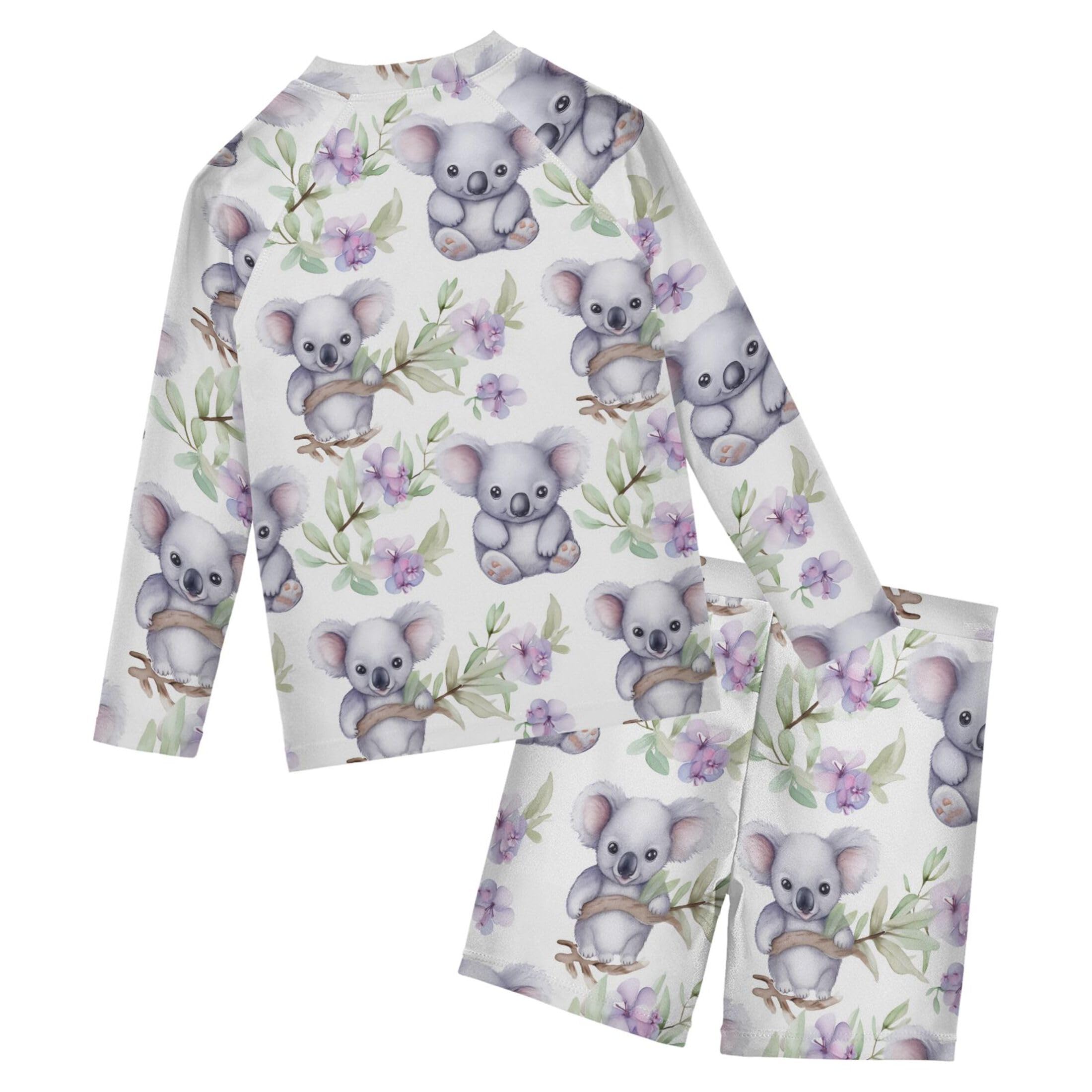Koala Animal Baby Boys' Toddler Long Sleeved Rashguard Swim Bathing Suit Set B0402865