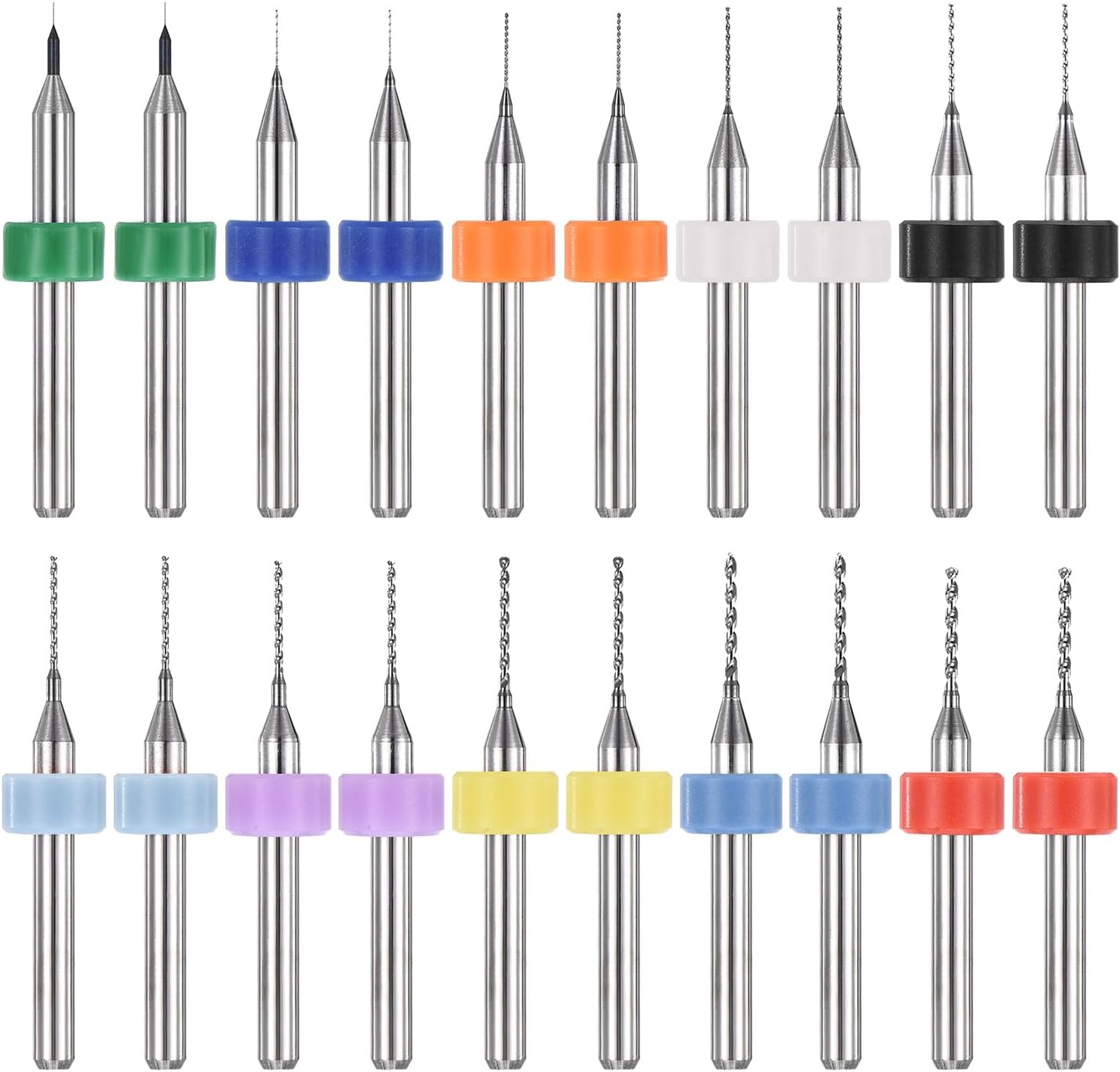 PATIKIL 20Pcs 0.1mm-1mm Micro Drill Bits Set Carbide Tungsten Steel 135° Mini Small Bits Print Circuit Board Drilling Tool for CNC Engraving Precision Machinery
