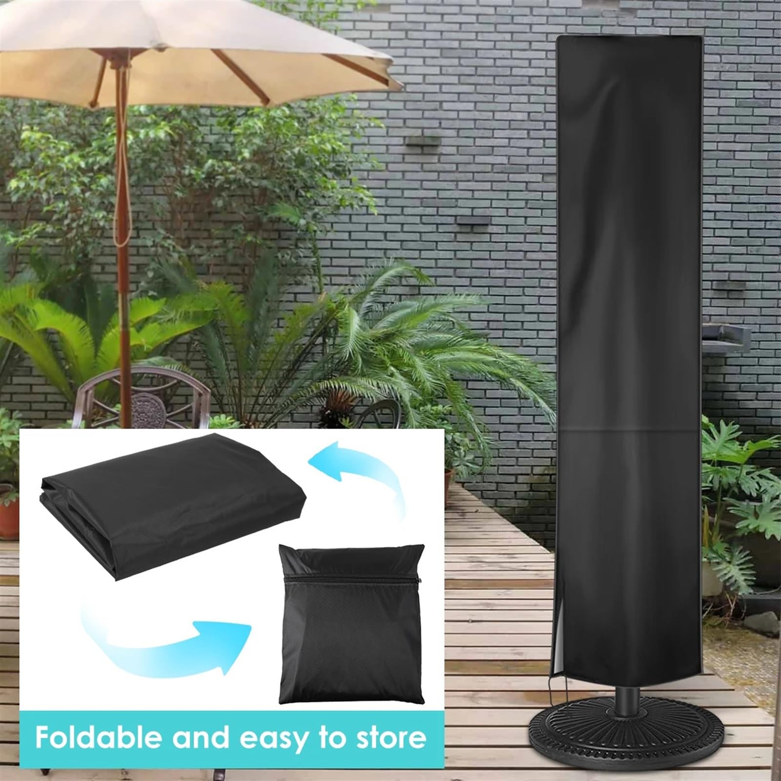 Schutzhülle für Sonnenschirm Wasserdichte Oxford Tuch Outdoor Sonnenschirm Regenschirm Abdeckung Gerade Terrasse Schutz(2Pcs)
