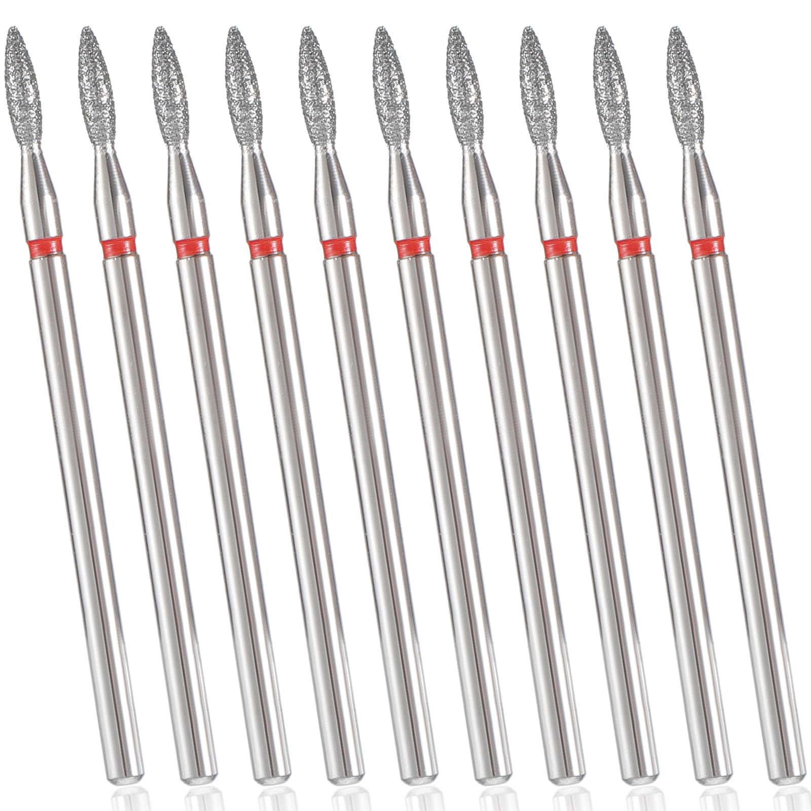 10 brocas de llama para taladro de uñas, brocas profesionales para cutícula con estuche para piel muerta de 3/32 pulgadas, uñas secas de manicura y pedicura, herramientas de salón de belleza