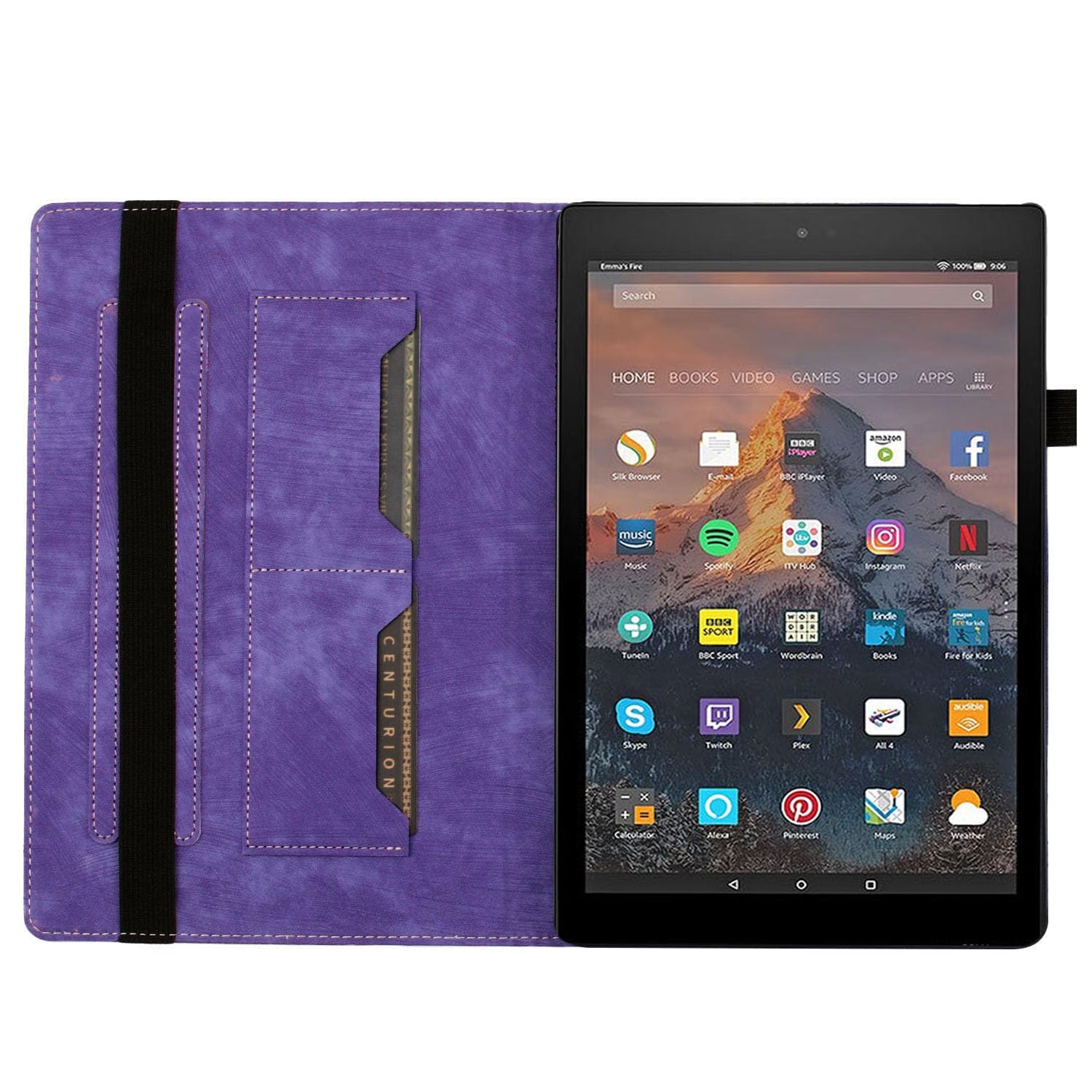 Custodia protettiva per tablet PC compatibile con Kindle Fire HD 8 custodia (7a/8a generazione, versione 2016/2017/2018) custodia protettiva pieghevole in rilievo custodia protettiva antiurto in pelle