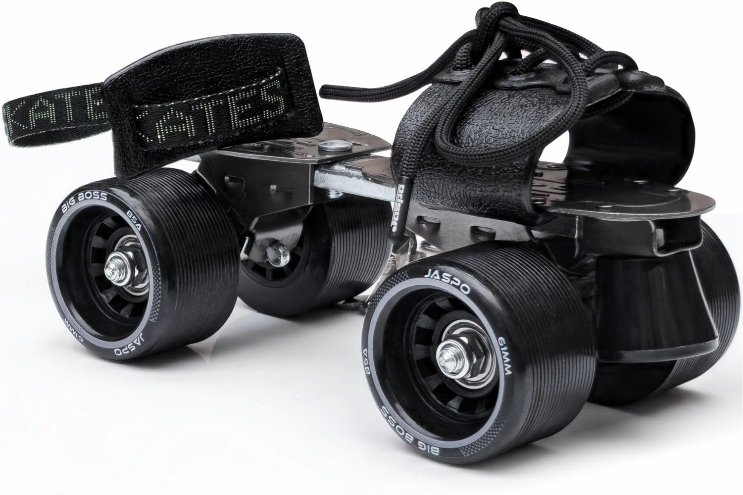 Jaspo Big Boss Adjustable Quad Roller Skates for Kids and Adults (6 Yrs & Above),Indoor Outdoor Wheels,Metal Body (21-27 cm Foot Length)| for Beginner & Advanced Skaters, Color-Black & Grey